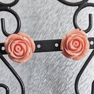 Peach Rosette Stud Earrings